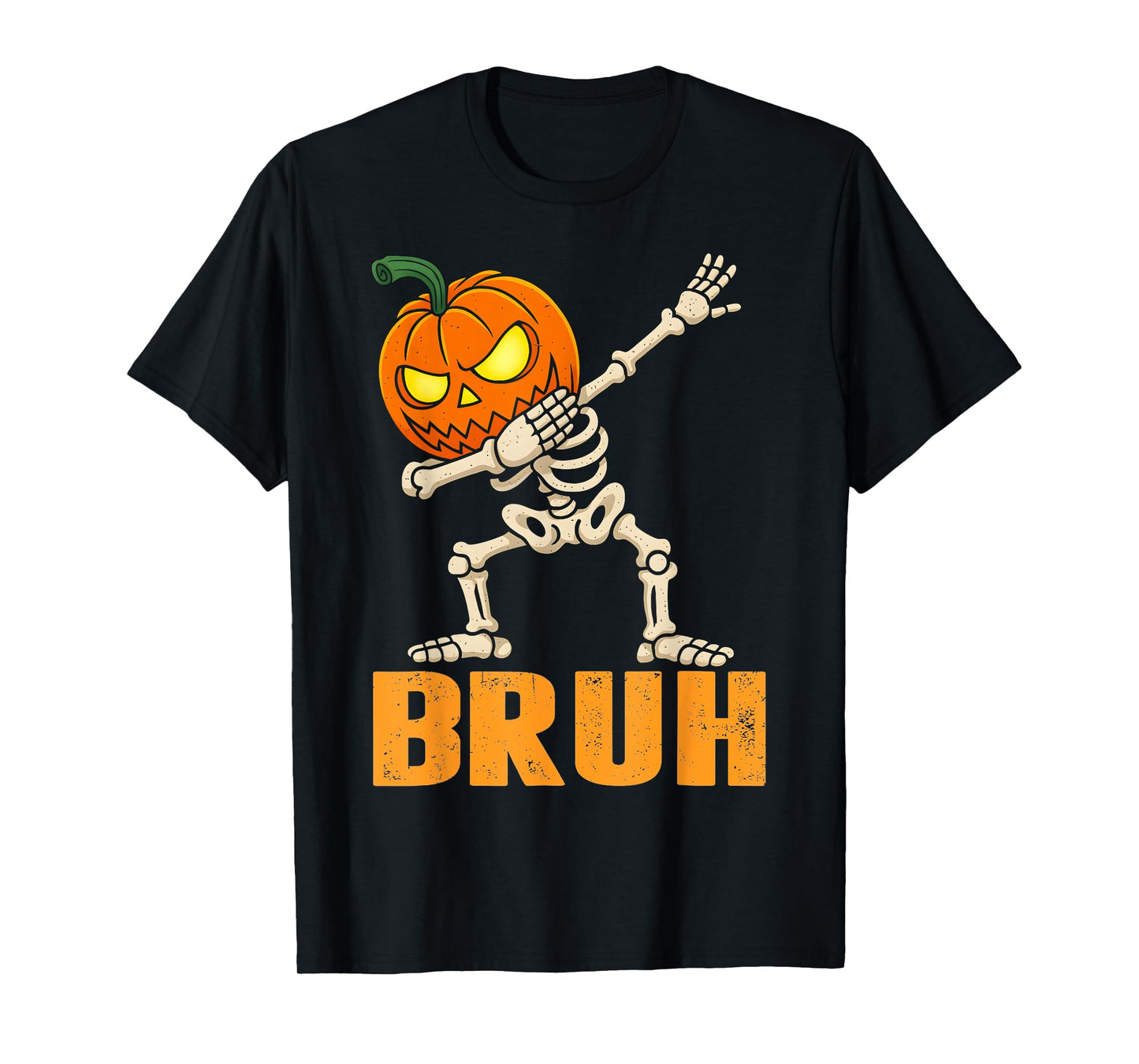 Bruh Skeleton Halloween Dabbing Boys Pumpkin Jack O Lantern T-Shirt
