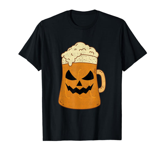 Beer Lover Pumpkin Face Happy Halloween 2024 T-Shirt