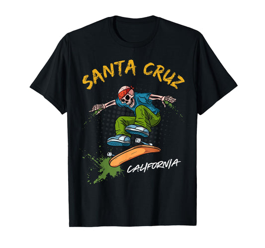 Santa-Cruz Skeleton Skateboard Beach Funny Halloween men T-Shirt
