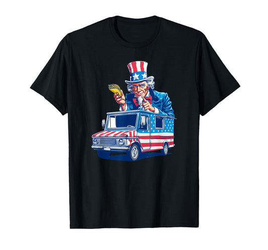 Cool Taco Truck with Sam for Patriotic Vehicles Lovers T-Shirt