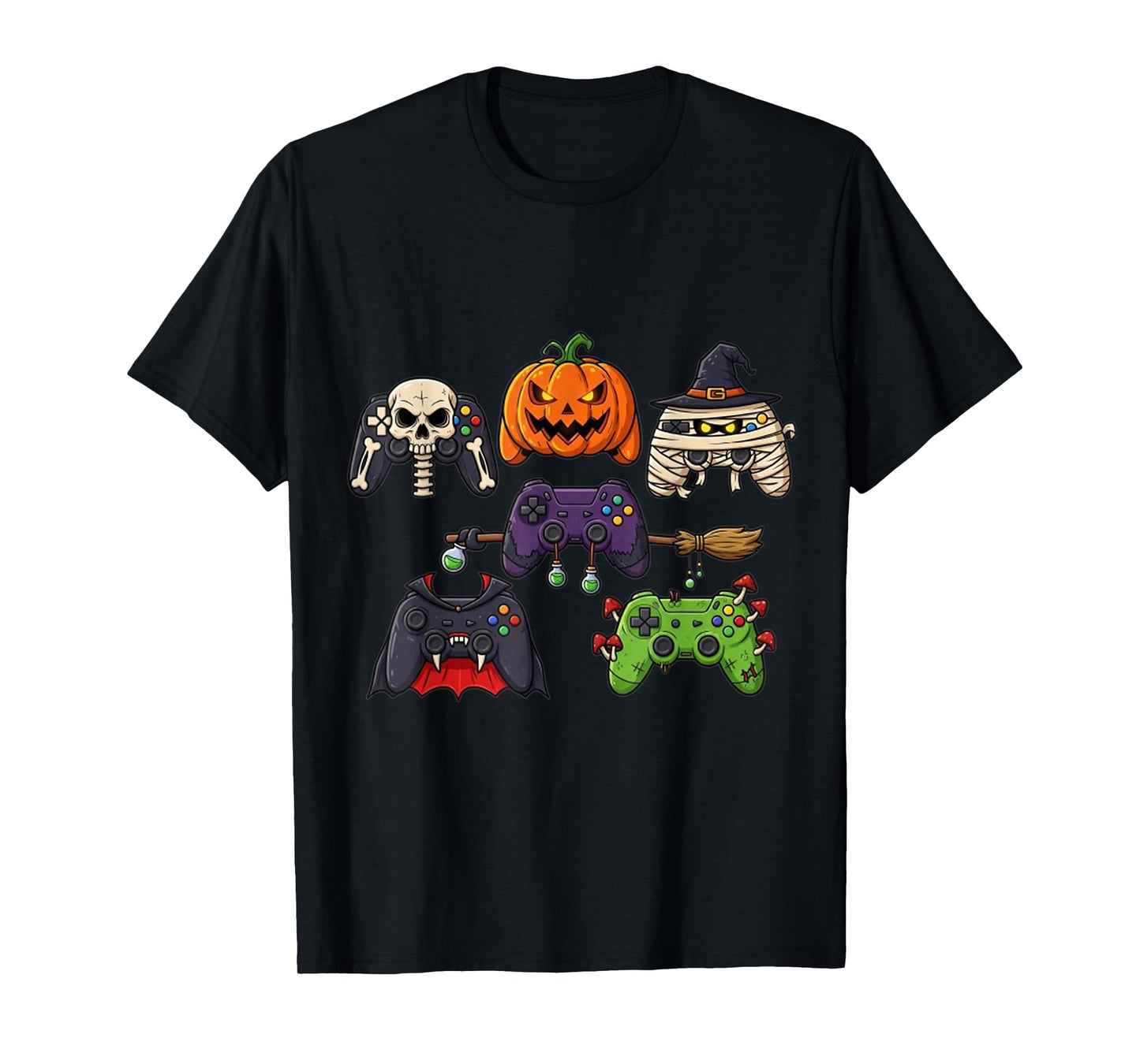 Halloween Skeleton Zombie Gaming Controllers T-Shirt