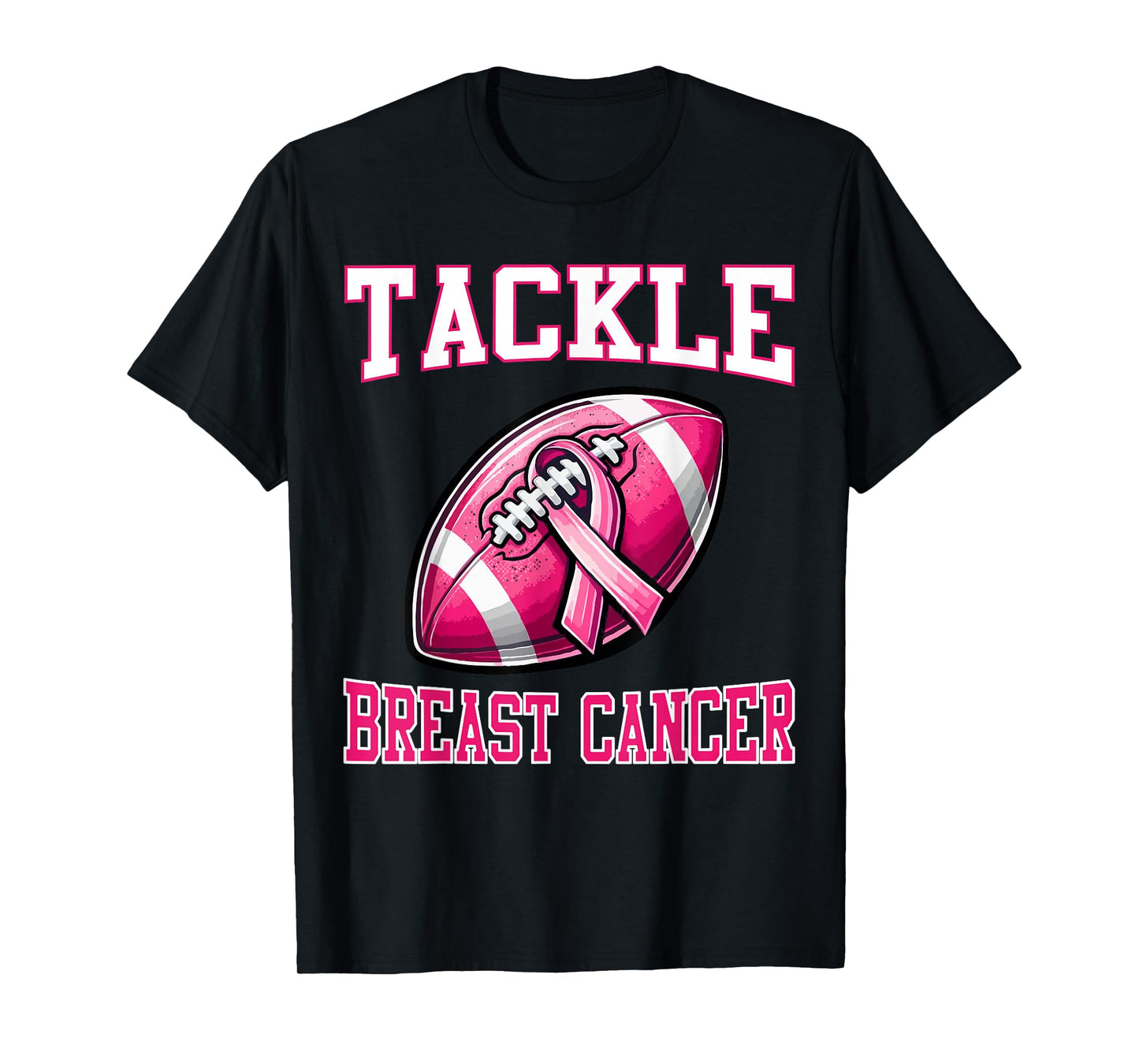 Tackle Breast Cancer Awareness Football Pink Ribbon Boys Kid T-Shirt