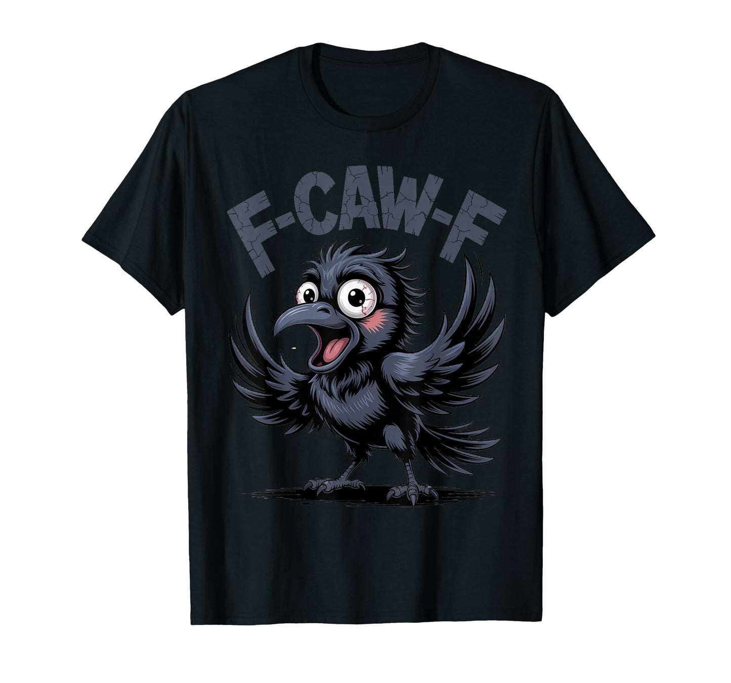 Retro F-Caw-F Funny Black Crow Bird Moon T-Shirt
