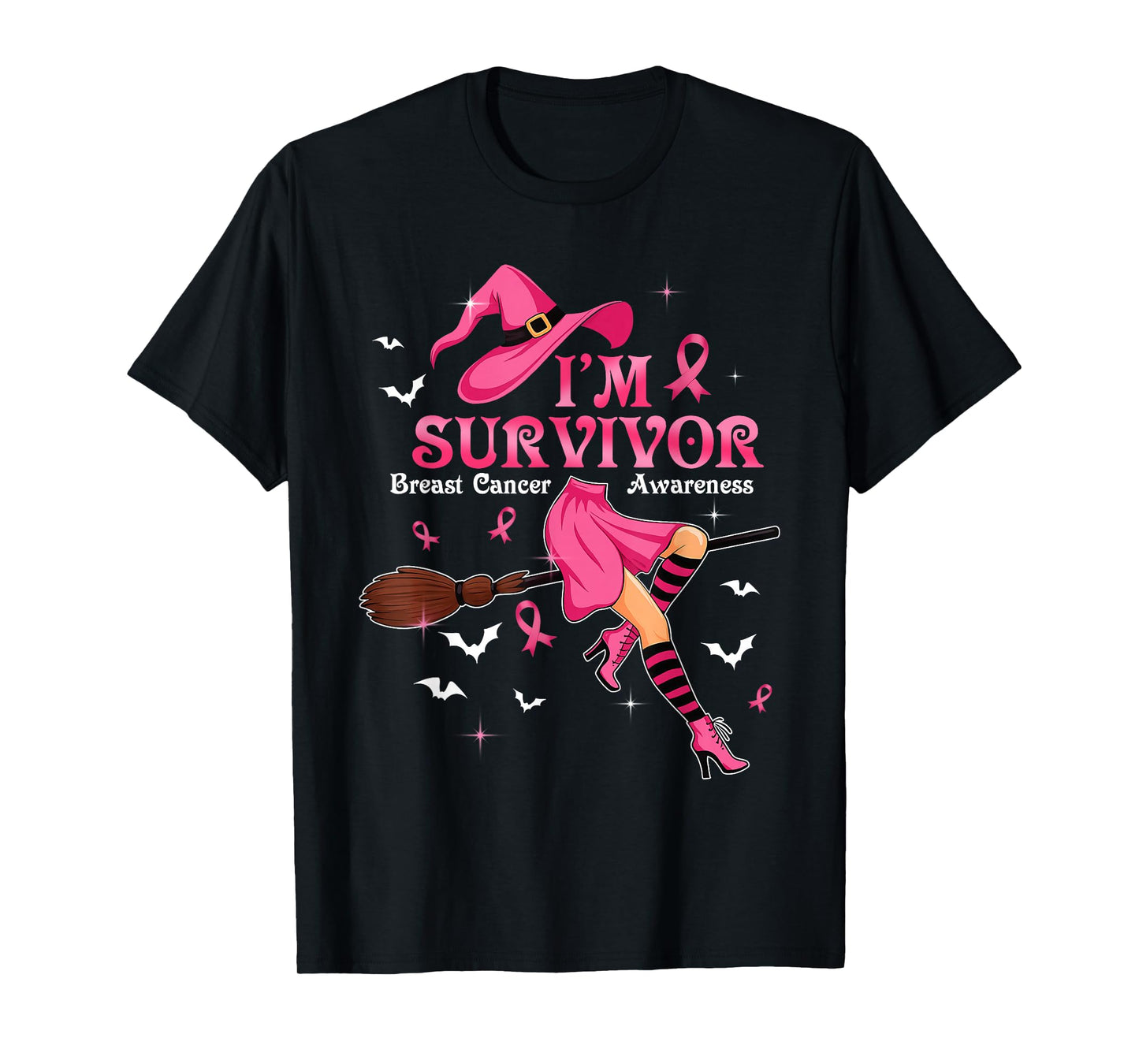 Witch I'm A Survivor Halloween Breast Cancer Awareness Women T-Shirt
