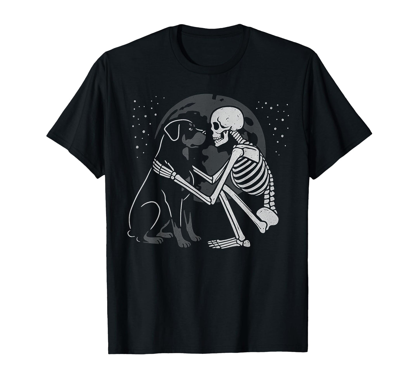 Rottweiler Skeleton Moon Halloween Dog Lover T-Shirt