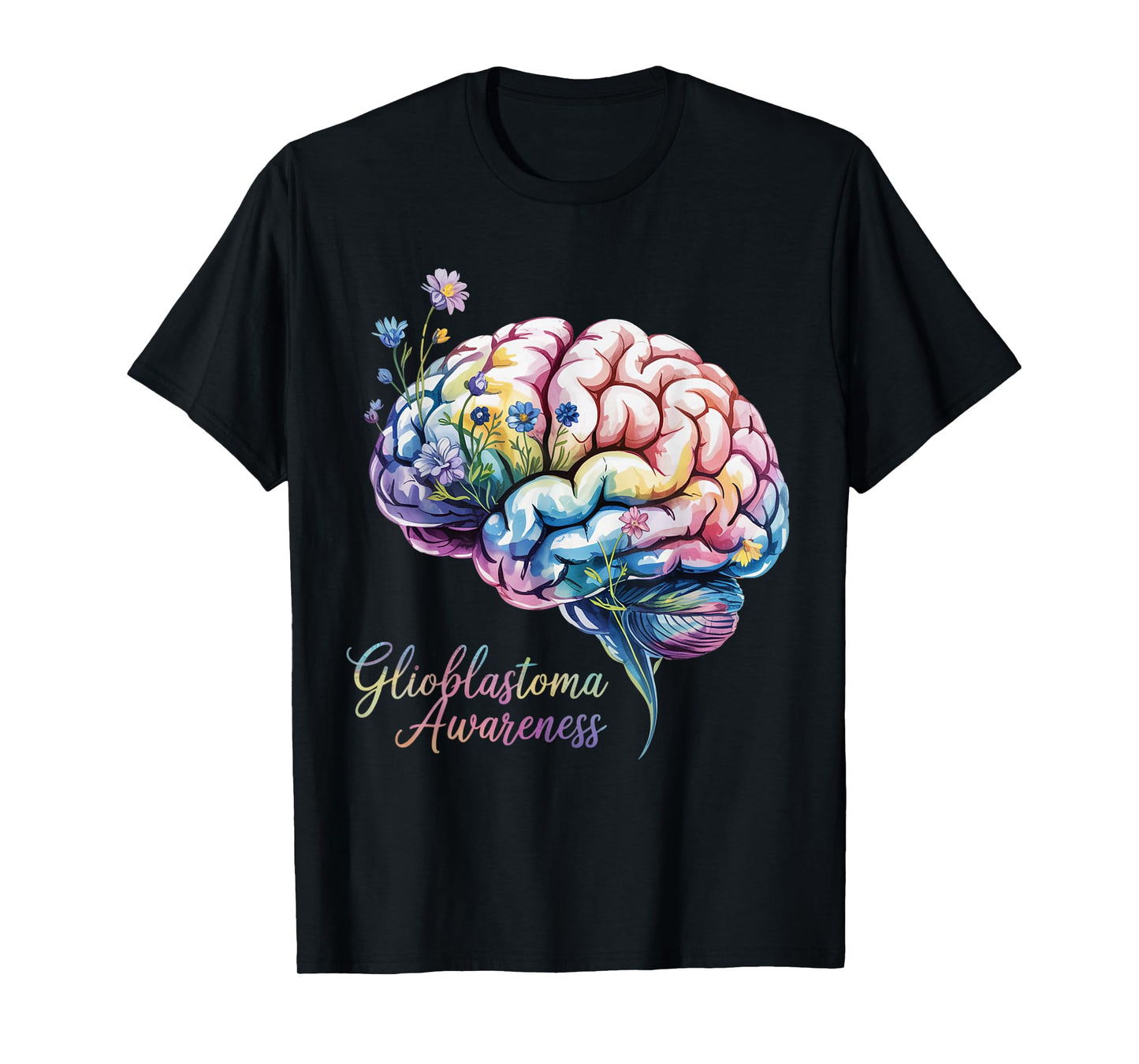 Glioblastoma Awareness Floral Brain Brain Cancer Support T-Shirt