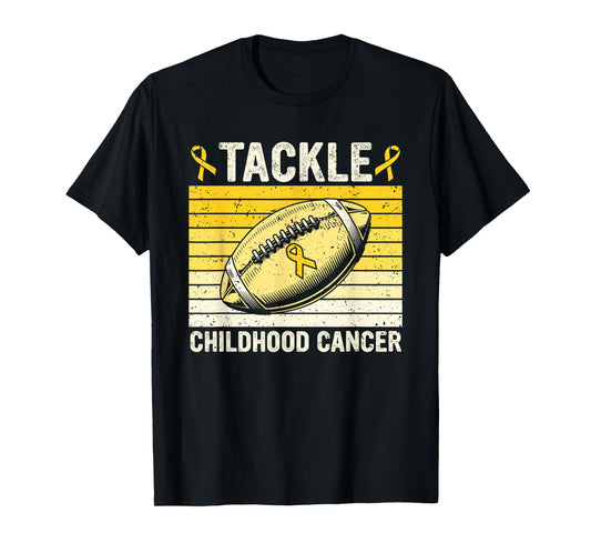 Football Tackle Childhood Cancer Awareness Survivor Support T-Shirt