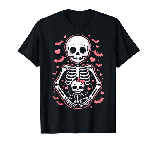 Cute Skeleton Mom and Baby Matching Halloween Costume T-Shirt