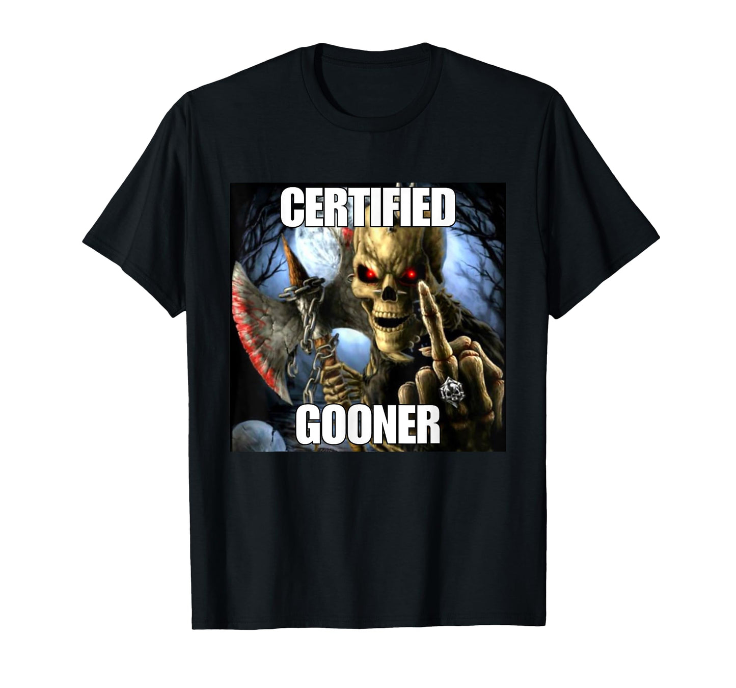 Certified Gooner Funny Cringe Hard Skeleton Meme T-Shirt