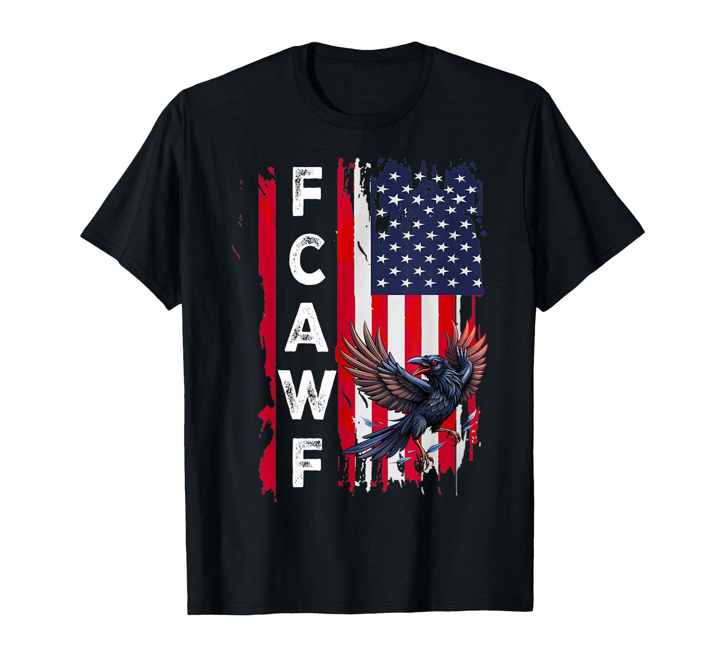 F-Caw-F Black Crow Black Bird Retro USA Flag Vintage F-Caw-F T-Shirt