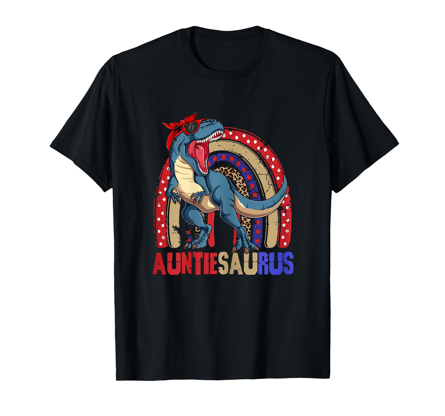 Auntiesaurus T Rex Dinosaur Auntie Saurus Family 4th of July T-Shirt for Women