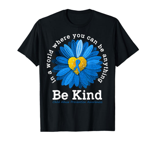 Be Kind Blue Sunflower Child Abuse Prevention Awareness T-Shirt