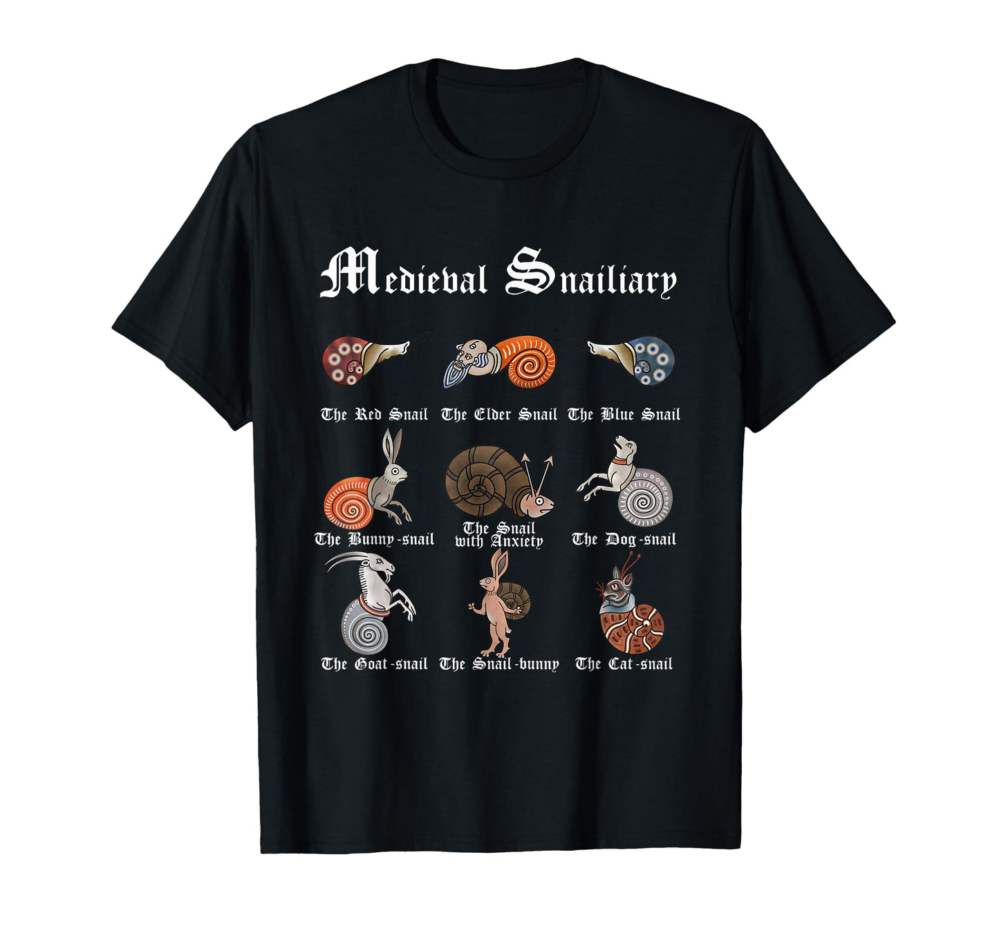 Medieval Marginalia - Medieval Snailiary - Snails T-Shirt