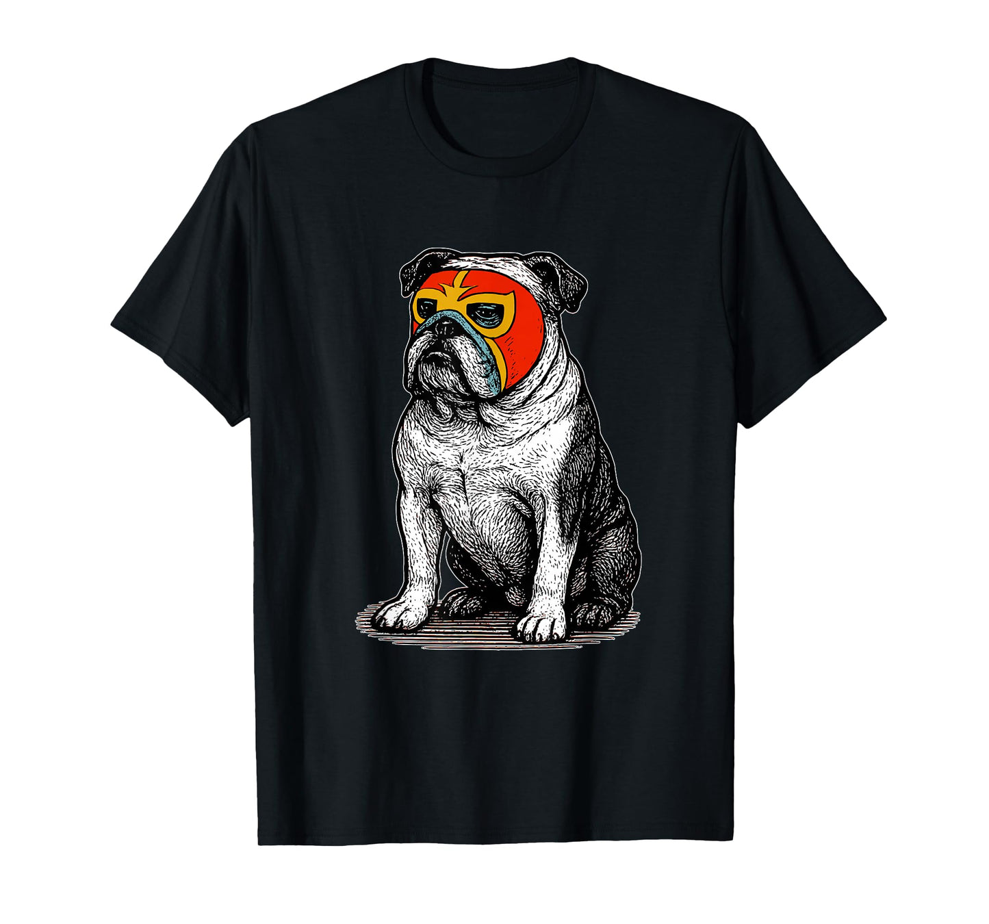 Vintage English Bulldog Luchador Mask Lucha Libre Dog Dad T-Shirt