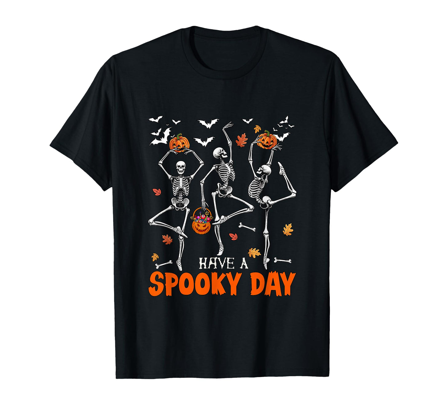 Have A Spooky Halloween Day Three Funny Skeletons Dancing T-Shirt