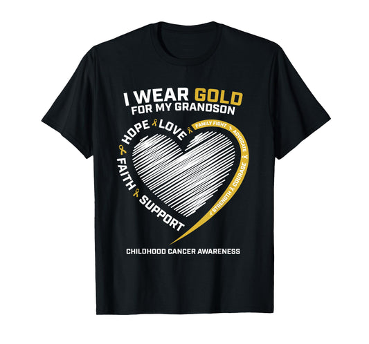 Women I Wear Gold For My Grandson Childhood Cancer Awareness T-Shirt