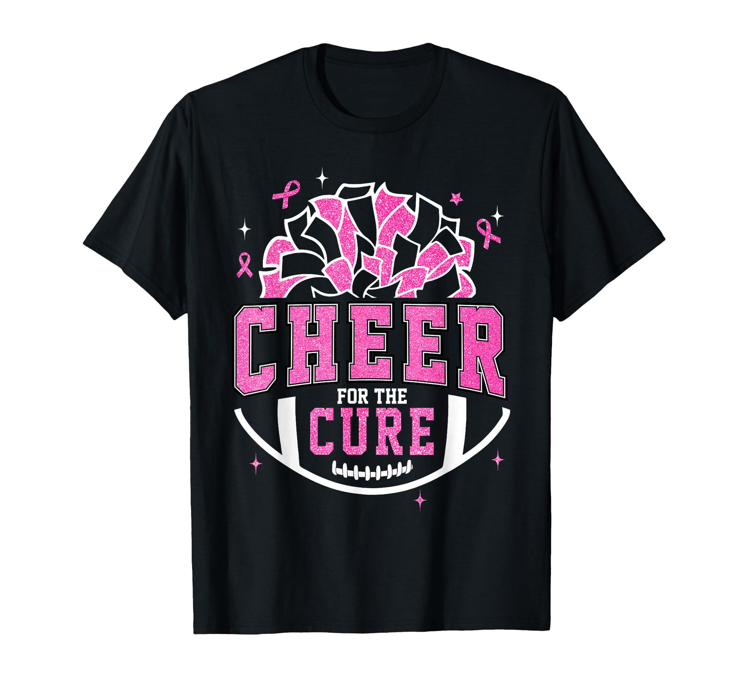 Cheer for The Cure Breast Cancer Awareness Cheerleader Pink T-Shirt