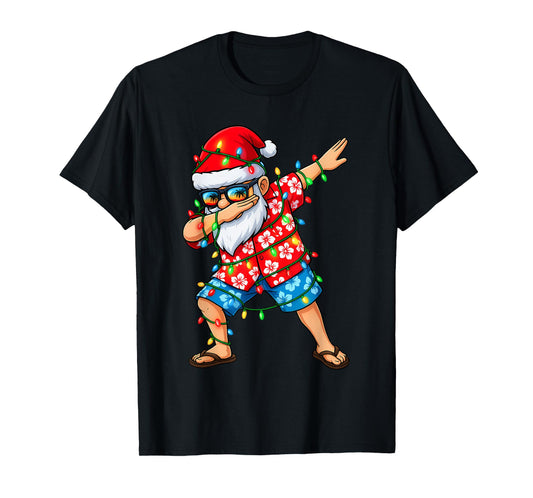 Dabbing Santa Christmas In July Boys Men Hawaiian Xmas Dab T-Shirt
