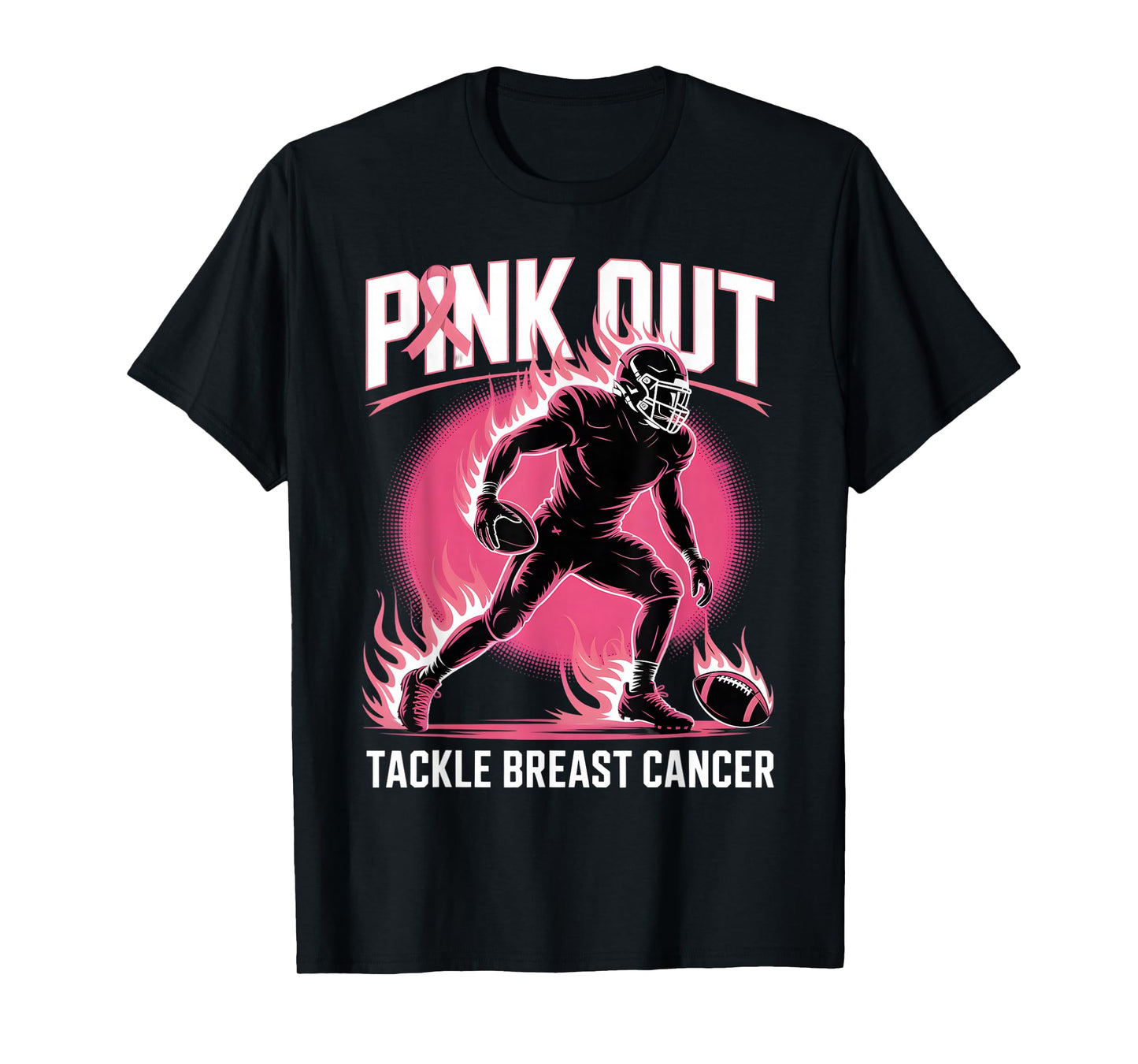 Pink Out Tackle Breast Cancer Team Support American Football T-Shirt