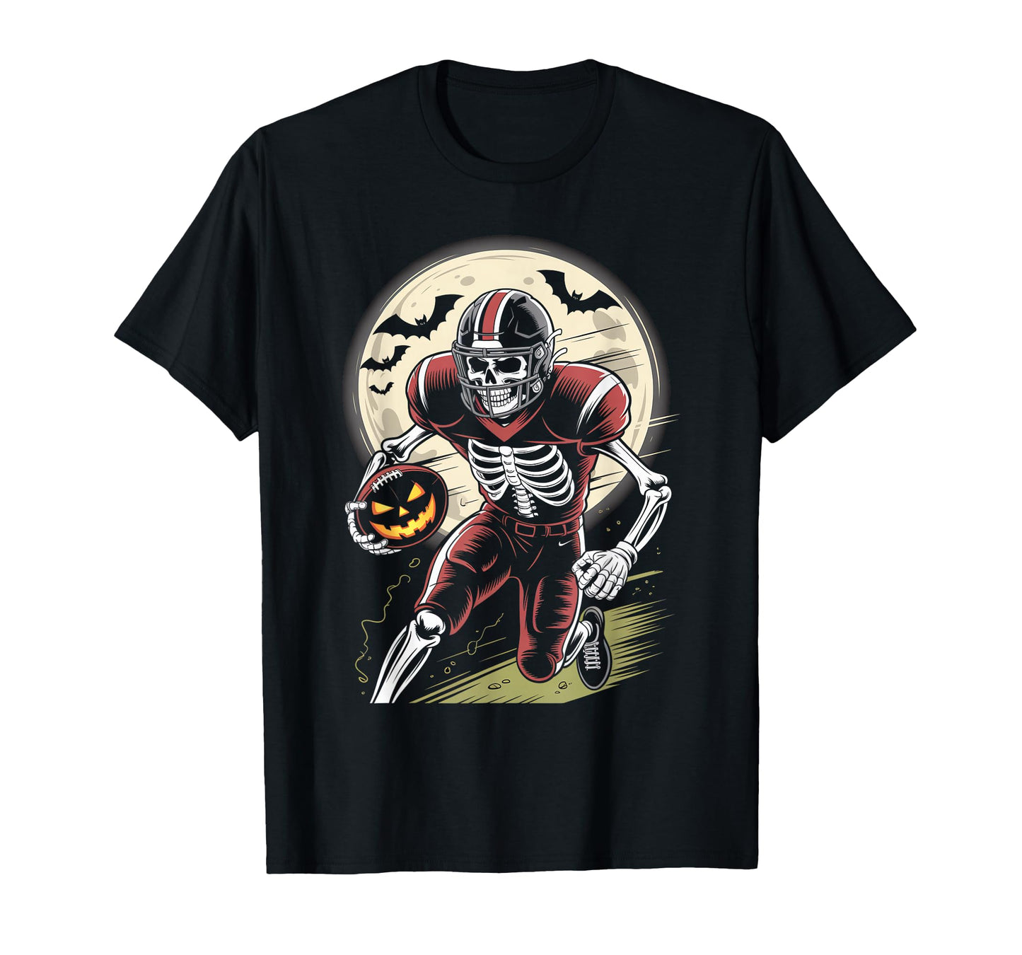Skeleton American Football Halloween - Spooky Season Player T-Shirt