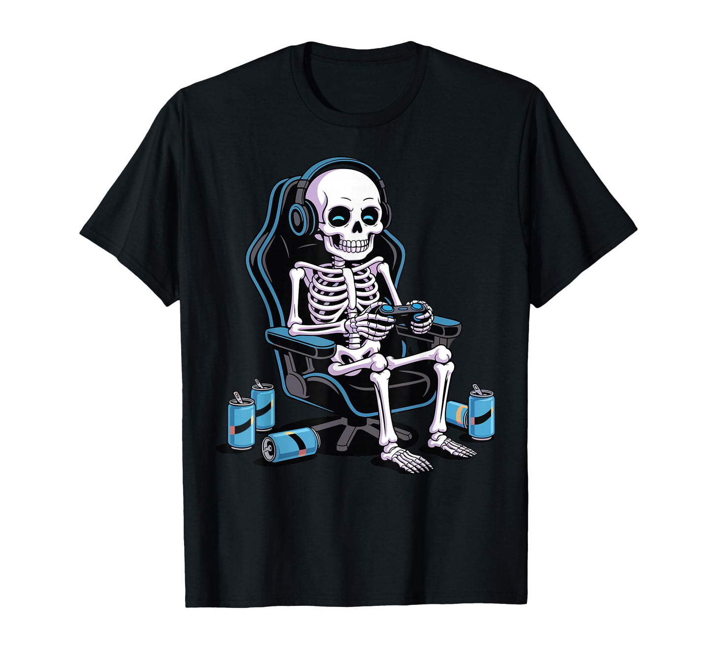 Halloween Skeleton Gamer Geek Boys Kids Funny Video Gaming T-Shirt