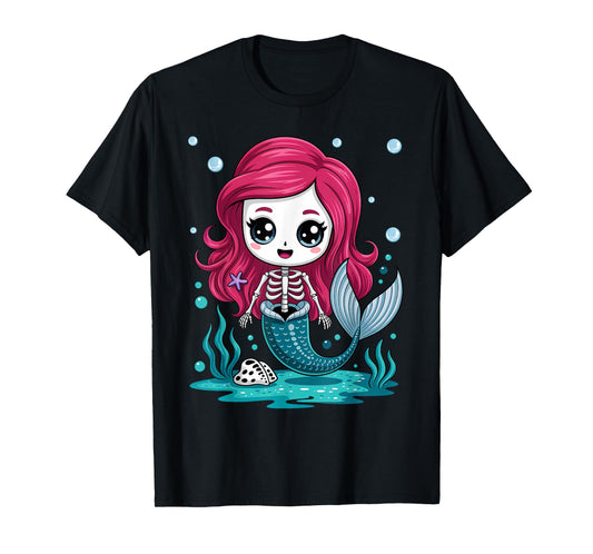 Cute Skeleton Mermaid Halloween T-Shirt