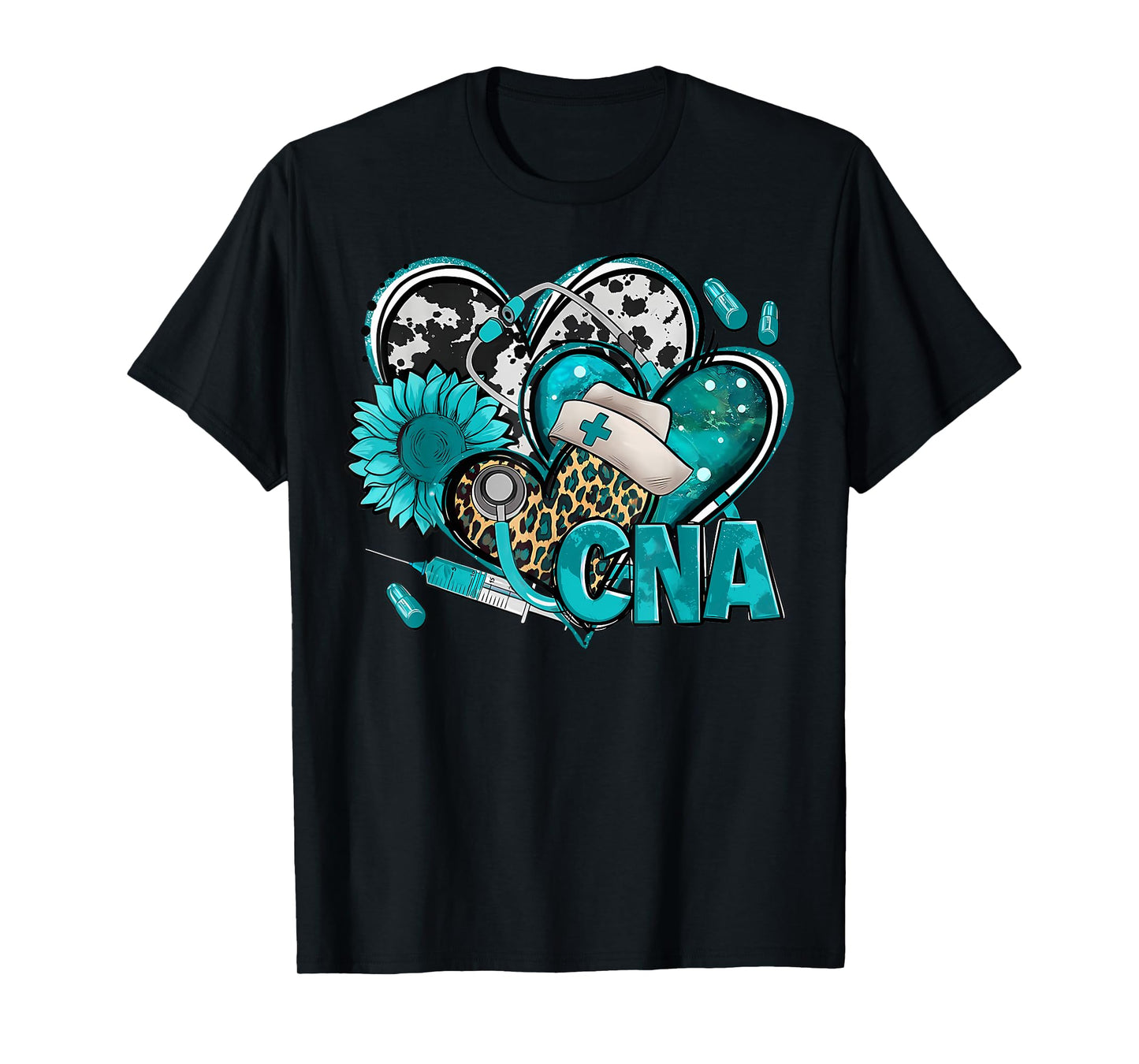 CNA Heart Teal Sunflower Cervical Cancer Awareness Warrior T-Shirt