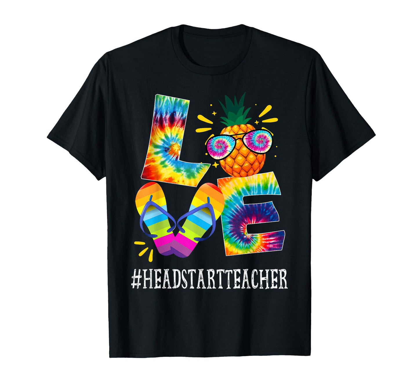 Headstart Teacher Love Pineapple Summer Off duty Tie Dye T-Shirt for Men Women