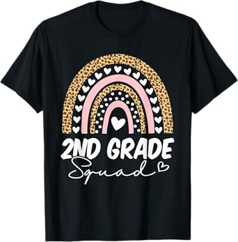 Back To School 2nd Grade Second Grade Squad Rainbow Teachers T-Shirt