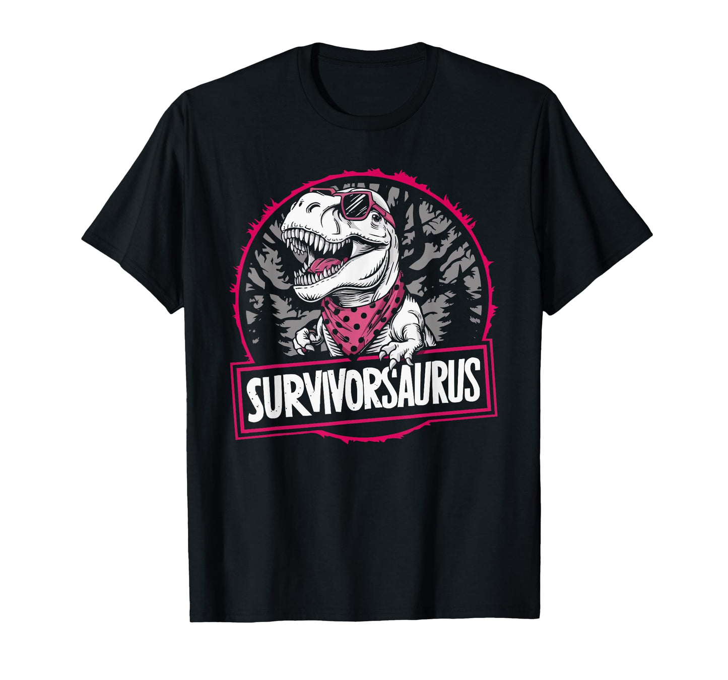 Dinosaur Breast Cancer Awareness Cancer Support Pink Ribbon T-Shirt