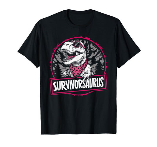 Dinosaur Breast Cancer Awareness Cancer Support Pink Ribbon T-Shirt