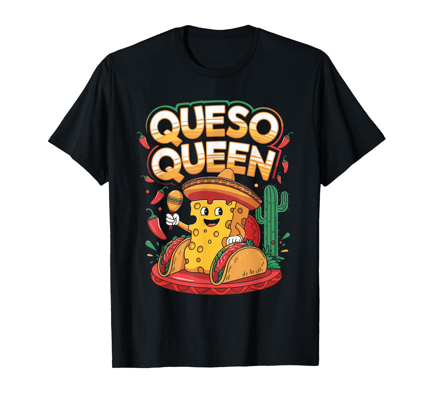 Queso Queen Shirt with Fiesta Floral Design T-Shirt