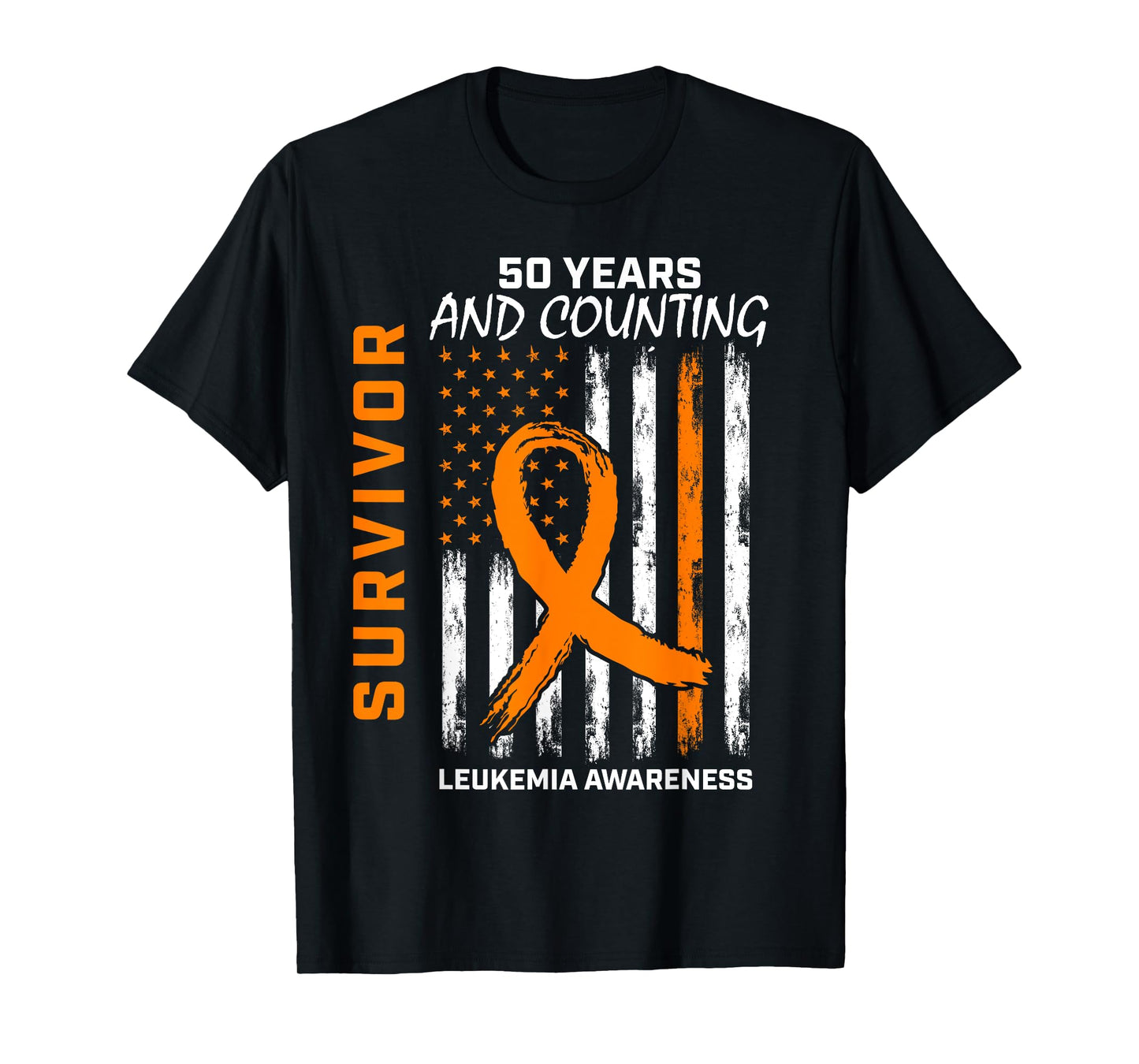 50 Year Leukemia Survivor Gifts American Flag Tshirt Shirts T-Shirt
