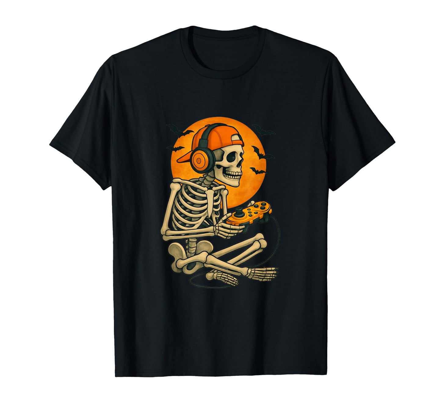 Halloween Skeleton Gamer Video Gaming Boys Men Kids Tees T-Shirt