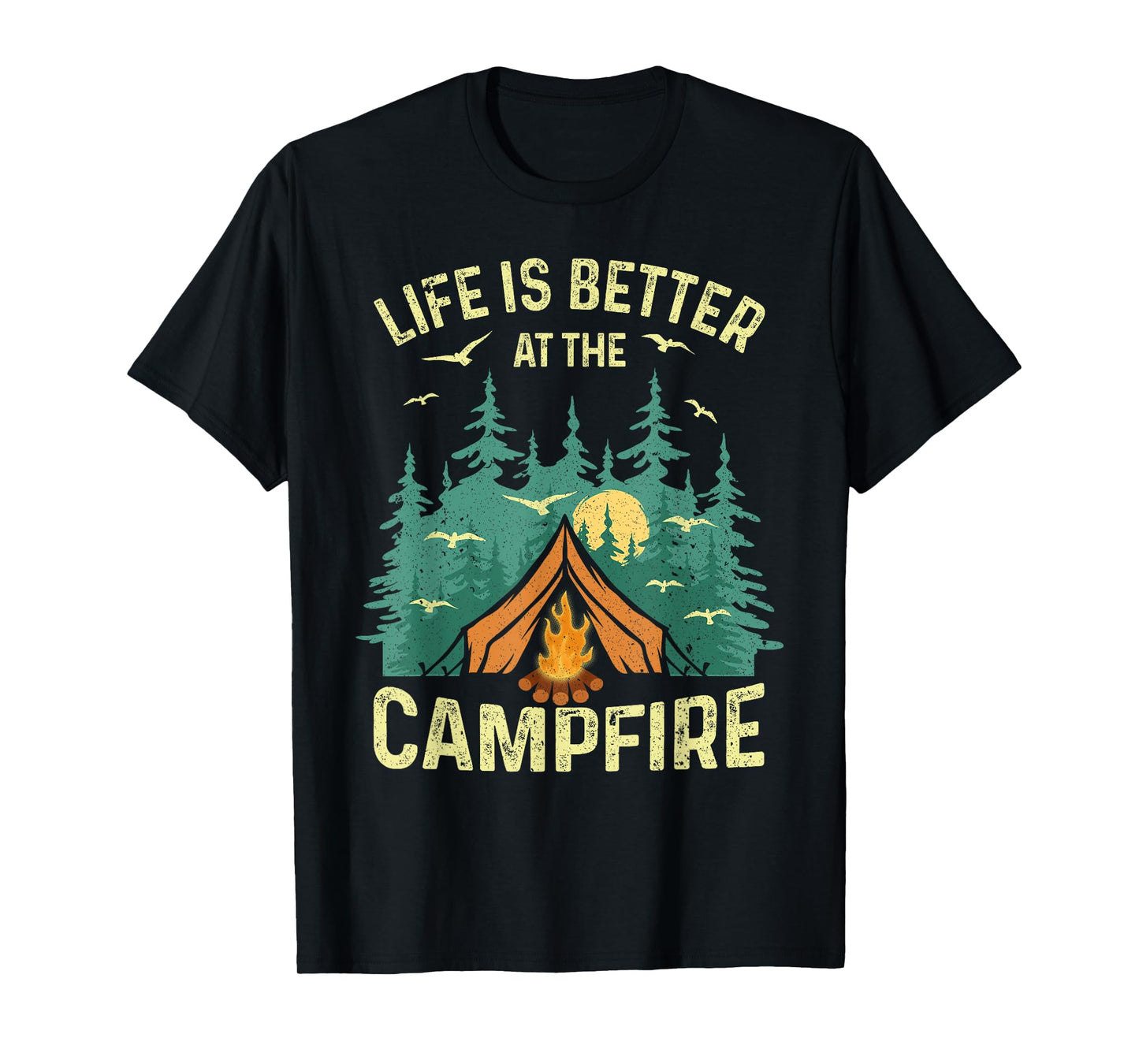 Unique Camping Gift RV Camper Accessories & Stuff Unisex-Adults, Kids Black Cotton 60%, Polyester 40% Short Sleeve Crew Neck T-Shirt Small Camping, Outdoor Adventures