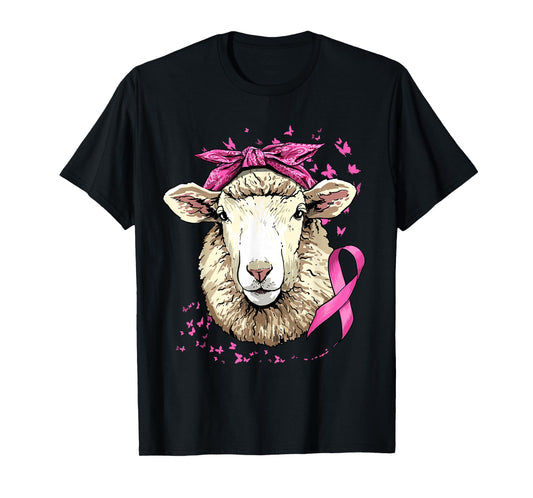 Sheep Breast Cancer Awareness Pink Ribbon Cancer Survivor T-Shirt