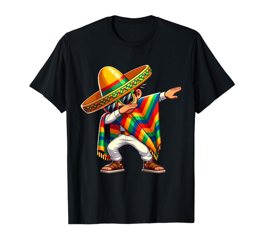 Dabbing Mexican Sunglasses Cinco de Mayo Dab Boys Girls Kids T-Shirt