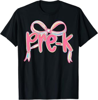 Girls Pre-k Coquette Bow Back to School Teacher T-Shirt
