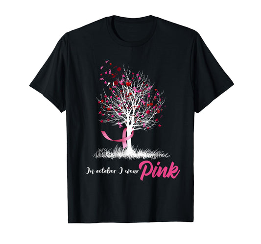 In October We Wear Pink Tree Breast Cancer Awareness T-Shirt