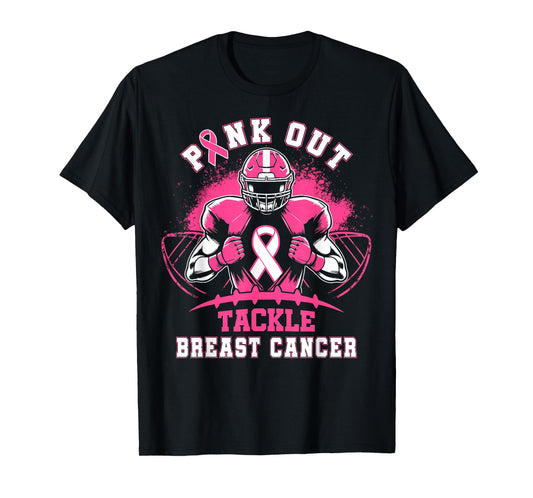 Football Pink Out Game Day Tackle Breast Cancer Awareness T-Shirt