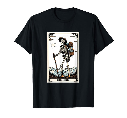 The Hiker Skeleton Tarot Card T-Shirt