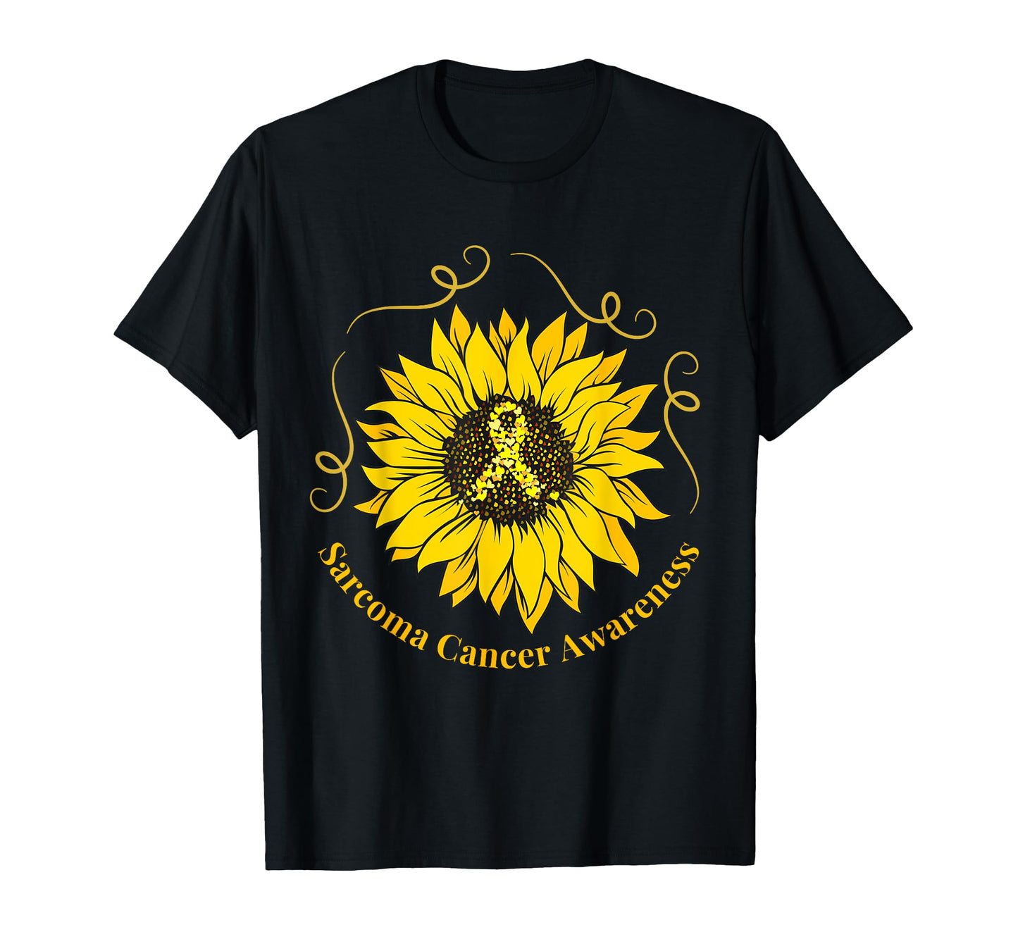 Sarcoma Cancer Awareness Sunflower Yellow Ribbon Support T-Shirt