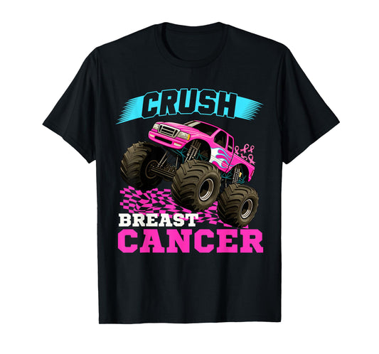 Crush Breast Cancer Monster Truck Wear Pink T-Shirt