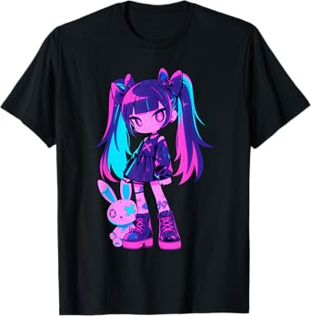 Cute E-Girl Anime Girl Grunge Goth Bunny Gothic Outfit T-Shirt