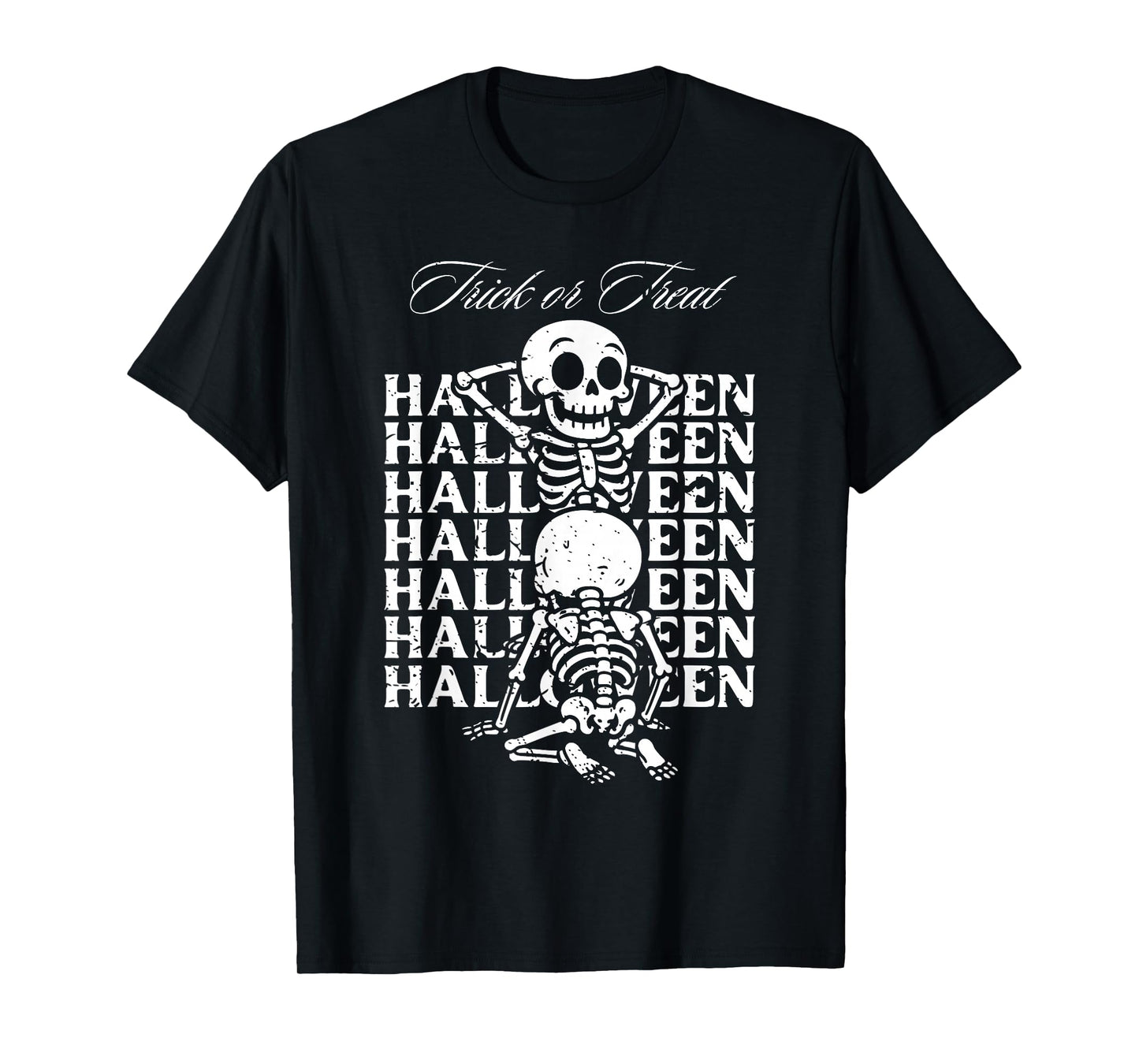 Halloween Trick or Treat Funny Skeleton Couple Men & Women T-Shirt