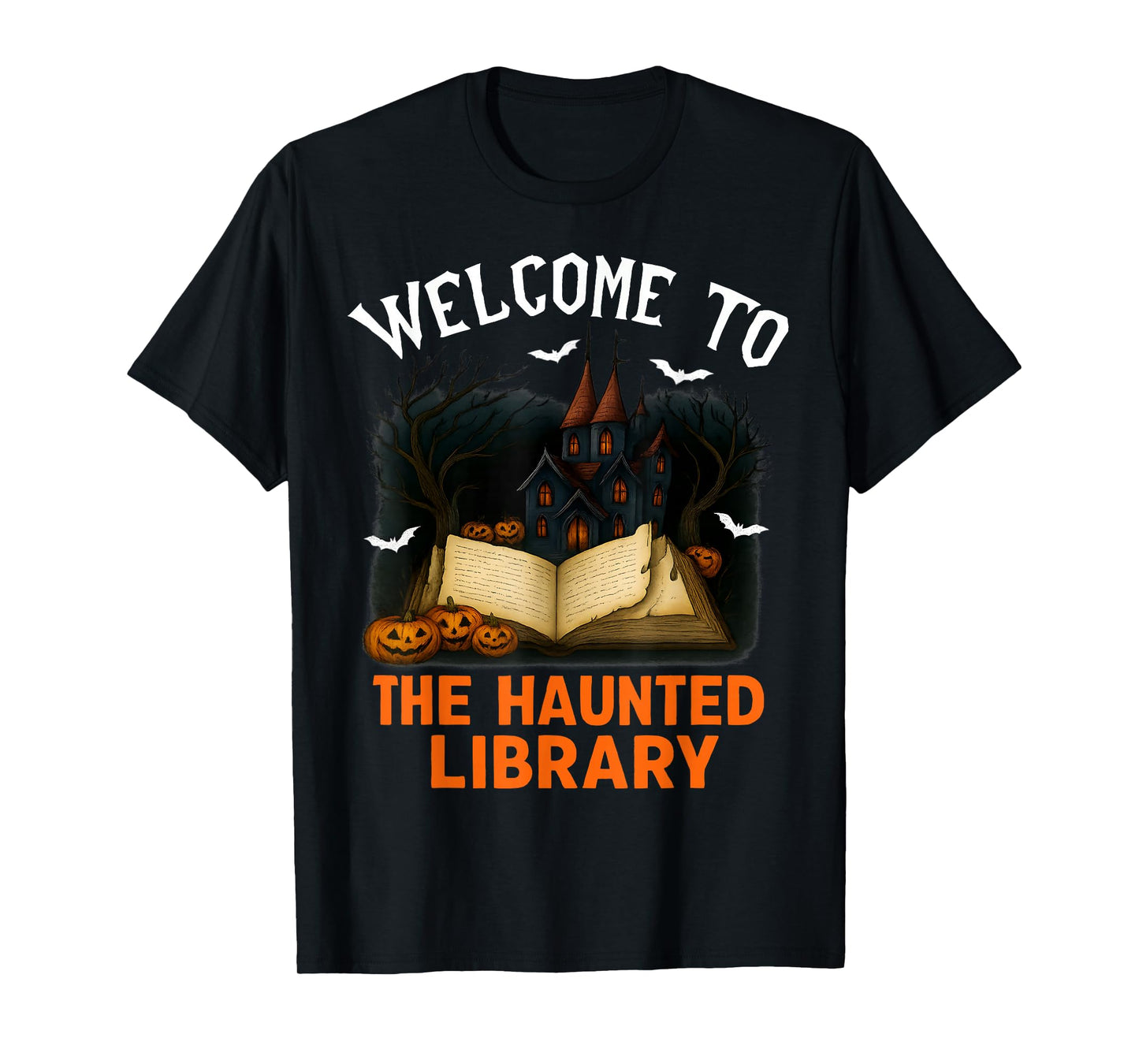 Retro Funny Halloween Welcome to The Haunted Library T-Shirt