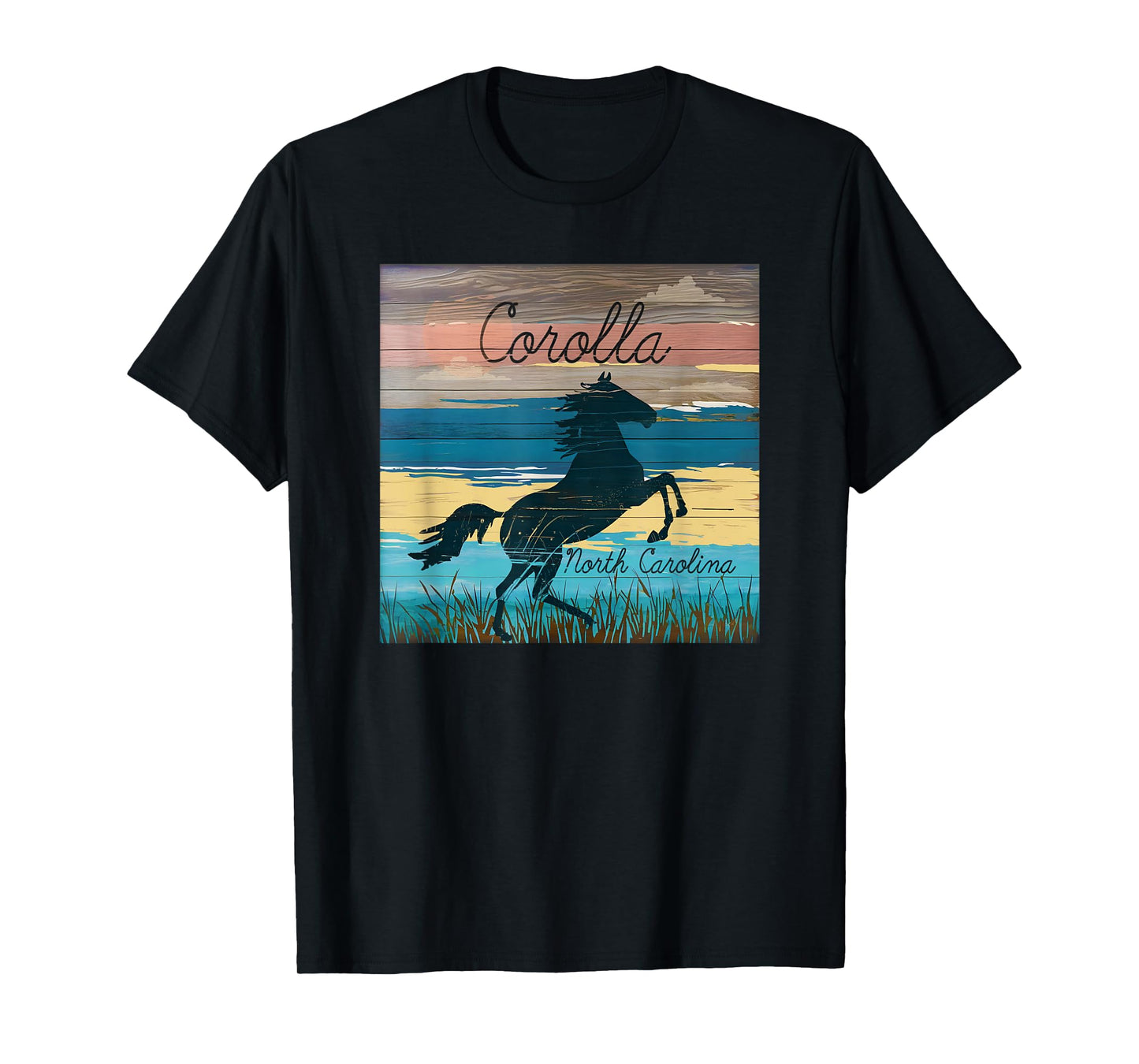 Corolla NC Outer Banks Wild Horses Nautical Coastal Beach T-Shirt