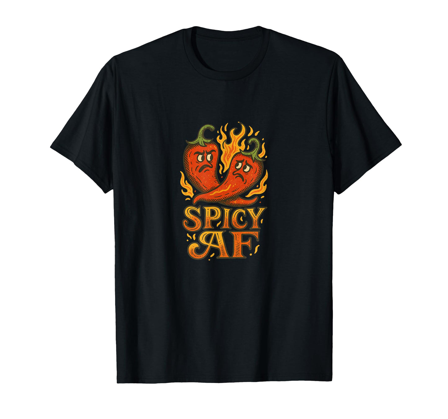 Spicy AF Hot Peppers Funny Fiery Foodie Heat Design T-Shirt