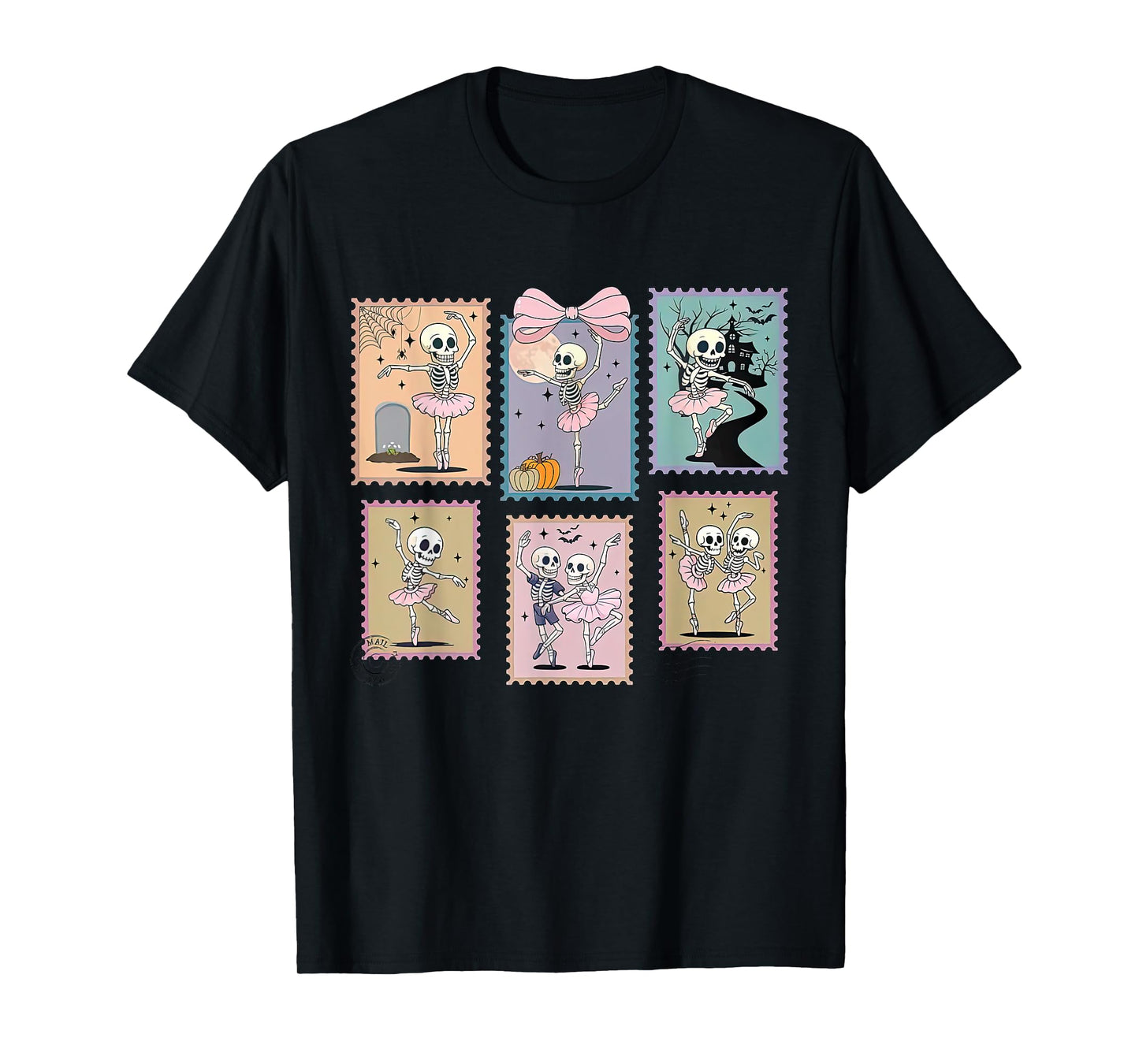 Skeleton Dance Ballet Mom Dancing Teacher Halloween Stamp T-Shirt