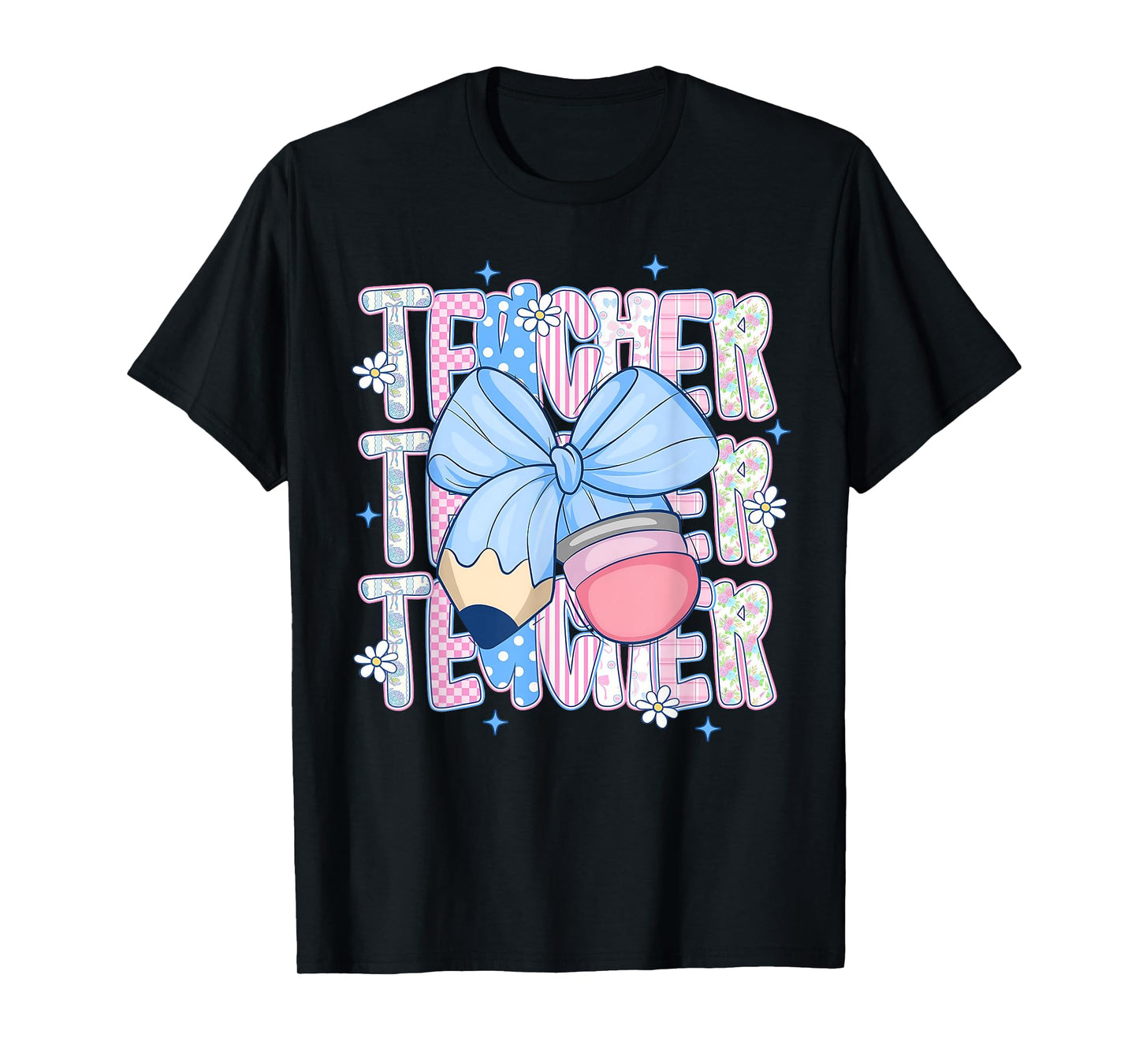 Teacher Coquette Bow Pencil Back To School Happy First Day T-Shirt